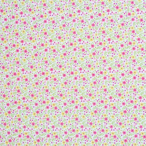 Baumwolle beschichtet Blumen gelb/pink/weiß by Swafing